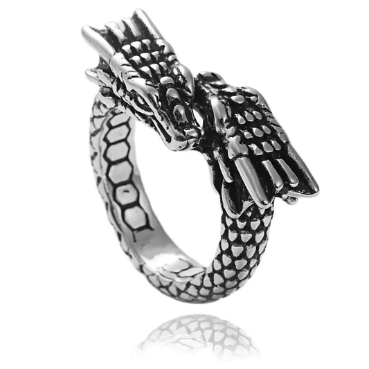 Titanium Steel Retro Chinese Dragon Ring (European & American) Mmall USA