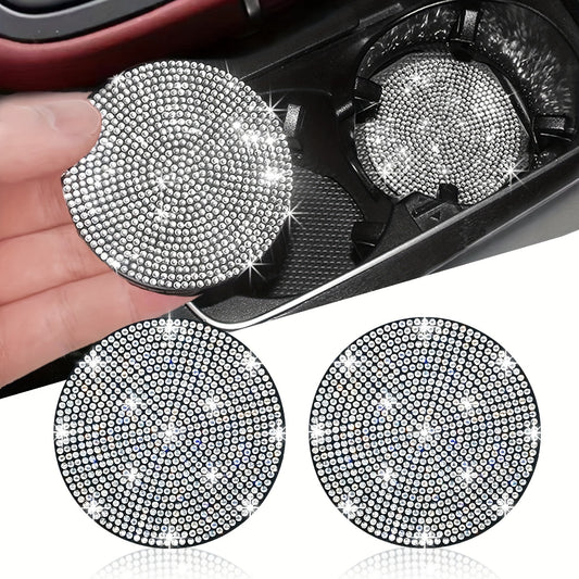 2pcs- Bling Car Cup Holder Coaster, 2.75 Inch Anti-Slip Shockproof Universal Fashion Car Coasters Insert Bling Car Accessories For Women