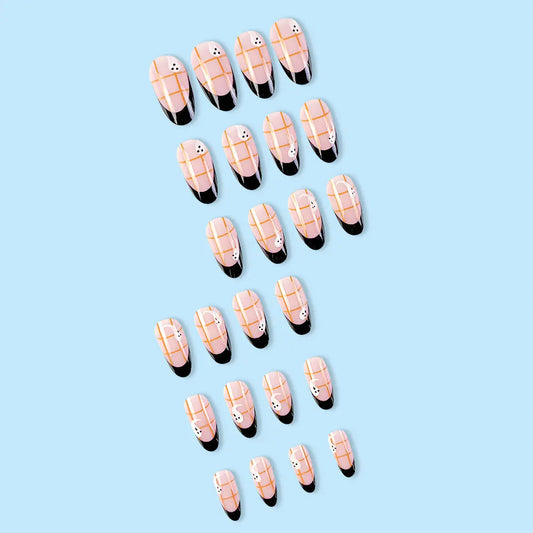 Black French Almond-shaped Ghost Nail Art for Halloween Mmall USA
