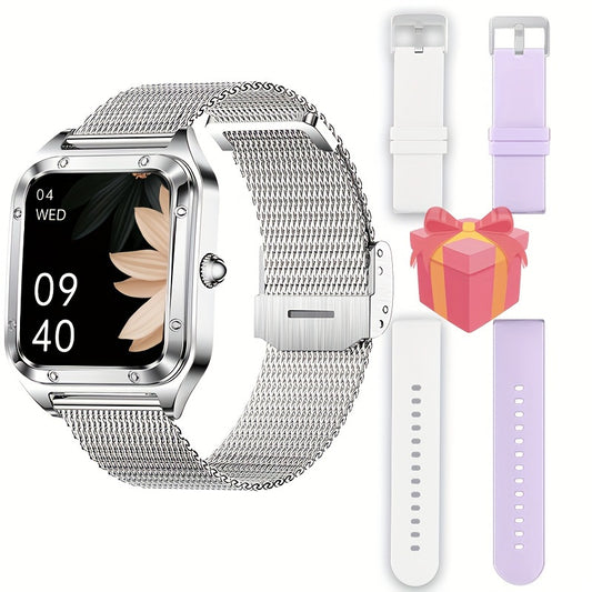 Smart Watch for Men/Women, (Answer/Make Call) Smartwatch with Full Touch Screen/Pedometer/Calories, Compatible Android and iphone, Fitness Tracker, Multiple Sport Modes, Ideal Gift for Family (Include Bands:Silver + Light Pur