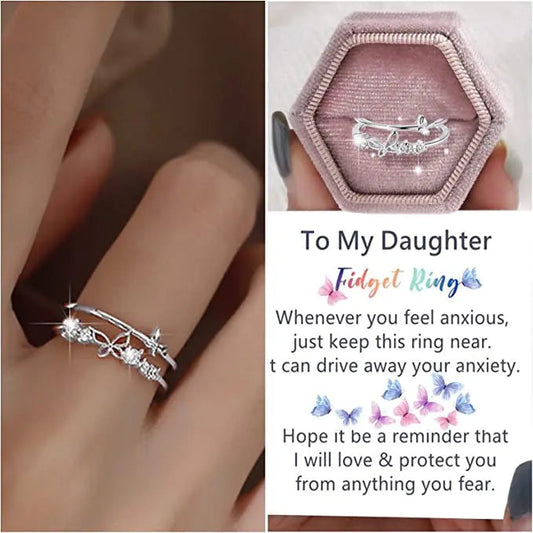 Women's Fashion Double Layer Butterfly Diamond Ring Set Mmall USA
