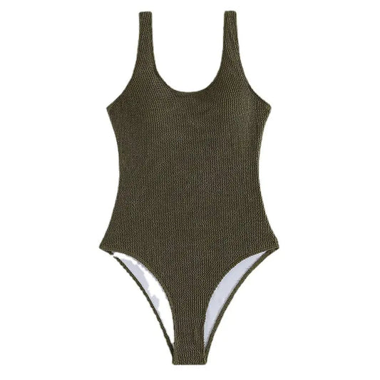 Green Backless One-Piece Swimsuit for Women