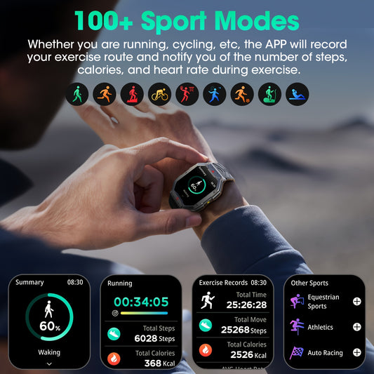Ultra-clear Large-screen Smart Watch, Battery Life, Magnetic Charging, Hundreds Of Sports Modes, With Flashlight, Wireless Calls, Built-in Altitude Compass, For Men And Women