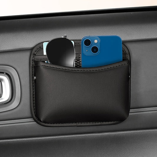 PU Leather Car Side Pocket Organizer - Universal Cell Phone and Sunglasses Holder for Car Seat Gap, Door, Window, Console - Car Accessories Storage Pouch