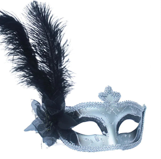 Ostrich Feather Halloween Mask with Peacock Feathers Mmall USA