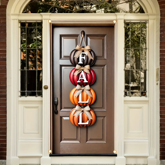 HEGO 1pc Autumn "FALL" Pumpkin Door Cover Banner, Durable Polyester Fiber, 35.43x70.86 inches, Multi-Purpose Outdoor Party & Garden Decor, Easy to Hang, No Power Needed, Thanksgiving Autumn Decoration