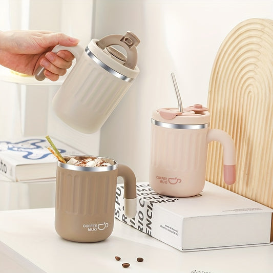 480ml Double-Wall Insulated Stainless Steel Coffee Mugs - Durable, Stylish, and Spill-Proof Travel Cups with Lids for Couples and Office Use - Ideal for Hot and Cold Beverages, Easy to Clean, and BPA-Free