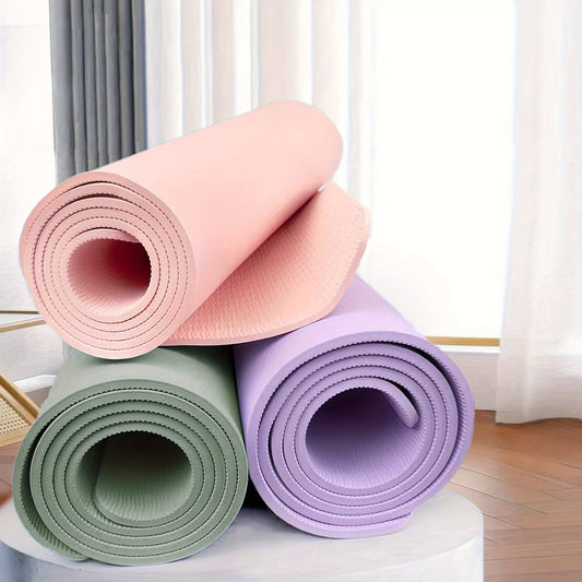 Thickened EVA Yoga Mat for Men & Women - Non-Slip, Waterproof Fitness Mat for Yoga, Pilates & Camping - Solid Color Exercise Mats in Green, Purple, Pink with Dense Honeycomb Foam Structure