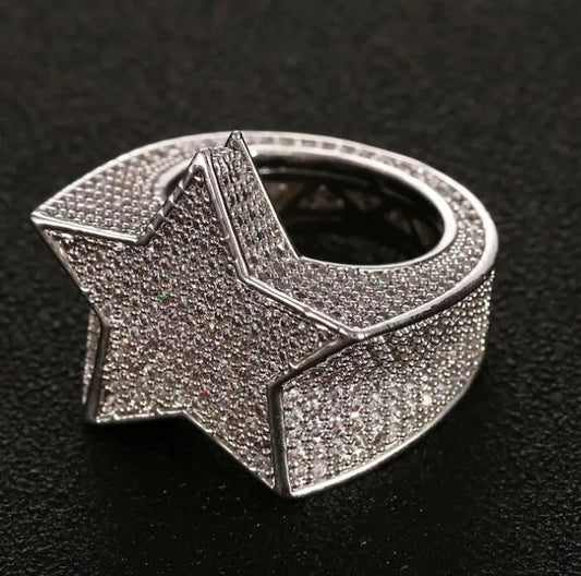 Men's Hip Hop Star Pentagram Ring Mmall USA