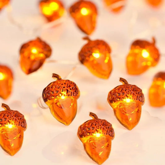 LED String Lights 20 LEDs Acorn Lights Battery Powered Garland Copper Wire Fairy Lights for Thanksgiving Autumn Bedroom Home