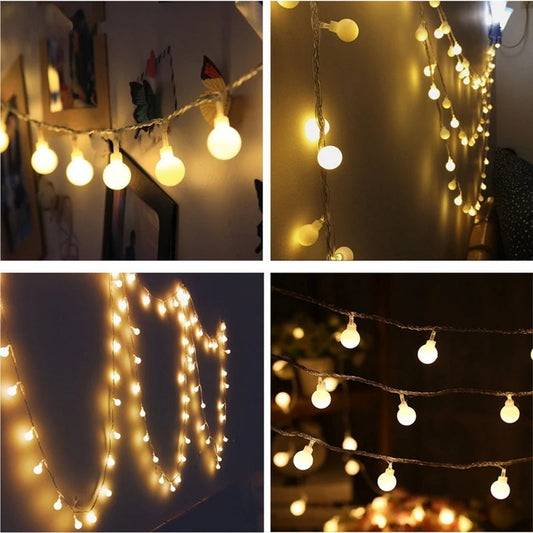 New 1.5M 3M 6M Garland Fairy LED Ball String Lights Waterproof For Christmas Tree Wedding Home Indoor Decoration Battery Powered Mmall USA