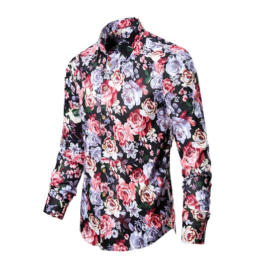 Man's shirts Cotton Vintage clothes flowers shirt Korean clothing men's fashion Beach Men's clothing Long sleeve shirt Top 1025