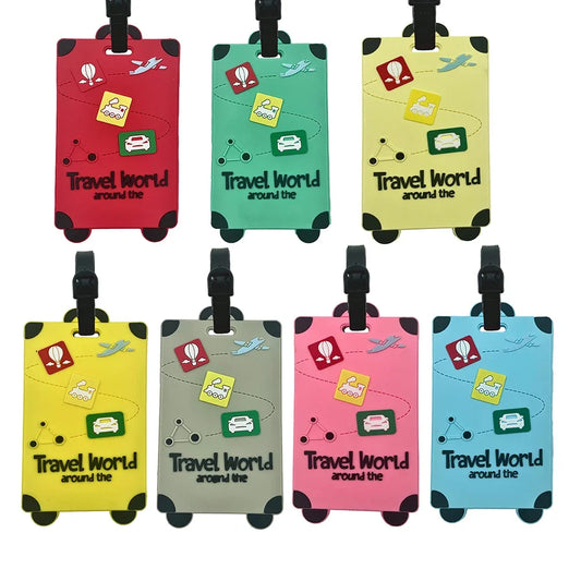 Solid Color Airplane Accessories,Silicone Travel Luggage Tags – Name & ID Card Holder, Anti-Counterfeiting,