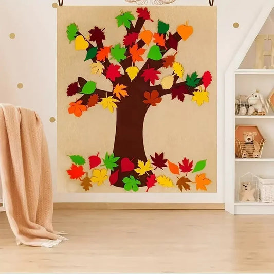 Thanksgiving Felt Tree Craft Kit Fall Tree Montessori Busy Board Family Decorations Activity Education Toy Wall Hanging Gifts