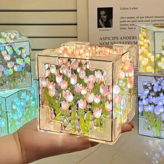 DIY Tulip Flower Cube Night Lamp — Romantic Gift for Couples & Anniversaries