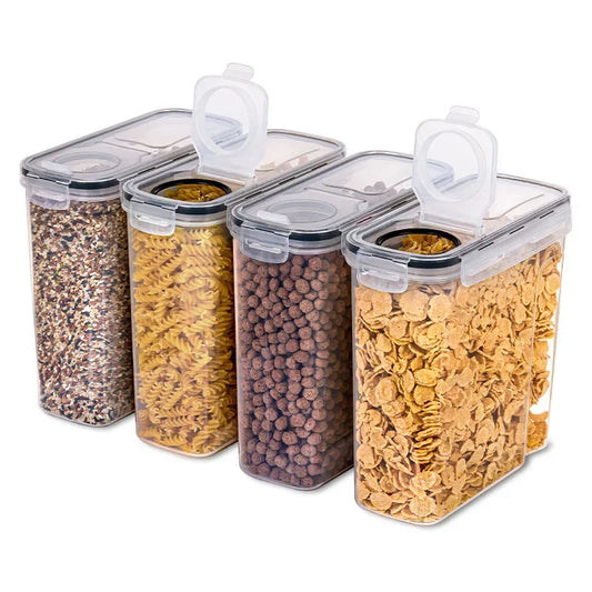2Liter Airtight Cereal Storage Container Moisture proof Insect Proof Rice Bucket Food Storage Box Plastic Transparent Sealed Tank