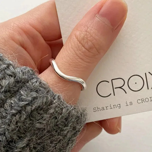 925 Sterling Silver Wavy Line Open Rings for Women Ladies Elegant Luxury Silver Color Jewelry Accessories Wholesale Jewellery