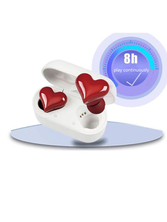 Wireless mini love headphones, heart-shaped headphones Cute wireless sports headphones, portable long life mini headphones