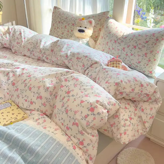 Bedding Set Simple Style Duvet Cover Pillowcase with Bedsheet Home Bedclothes Boys Girls Room Bed Sheet Sets 이불세트