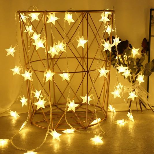 LED String Lights Outdoor Star Chain Lights Garland Lights Bulb Fairy Lights Party Home Wedding Garden Christmas Decor Mmall USA