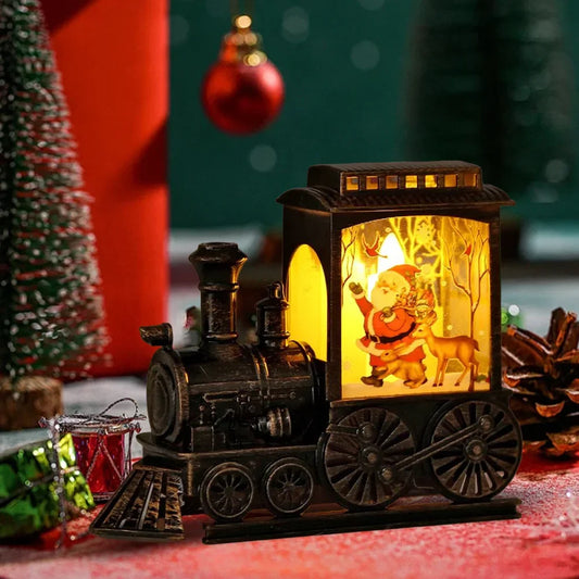 LED Night Lights Vintage Portable Train Night Lamp Battery Powered Outdoor Hanging Lanterns Christmas Festive Party Decoration