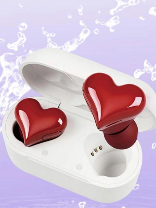 Wireless mini love headphones, heart-shaped headphones Cute wireless sports headphones, portable long life mini headphones