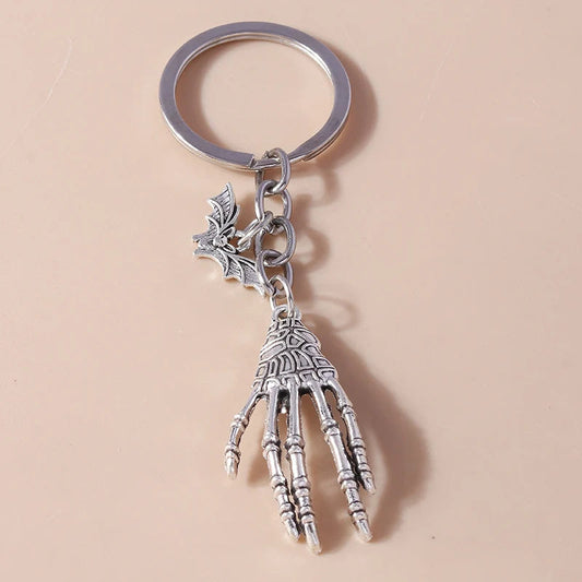 Cool Stainless Skull Hand Keychain Halloween Skeleton Claw keyring Pendants for Men Women Key Holder Handbag Decor Jewelry Gifts Mmall USA
