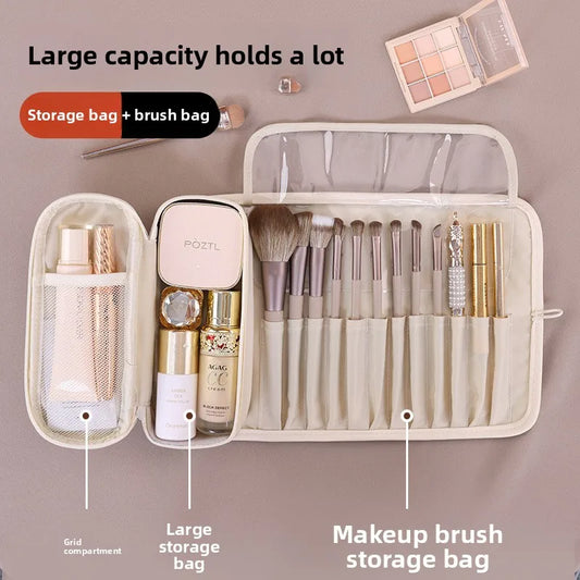 Foldable PU Makeup Brush Organizer Bag – Portable Cosmetic Storage Case for Makeup Brushes & Beauty Tools (Travel Friendly)