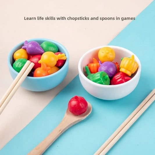 Food Feeding Simulation Feeding Game Role Play Early Education Pretend Food Set Spoon Simulation Wooden Feeding for Friend