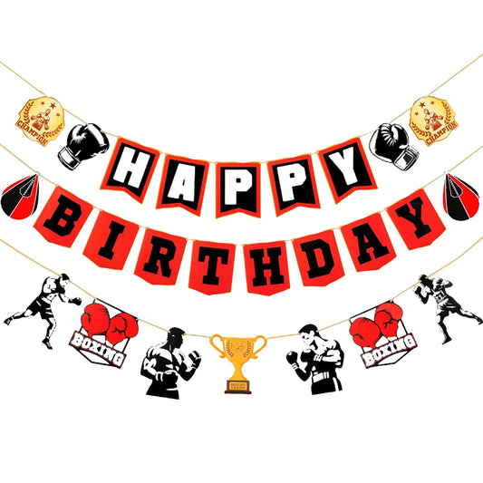 Boxing Party Decorations, Happy Birthday Boxing Banner, Fight Night Decor, Boxing Theme Birthday Supplies for Boys or