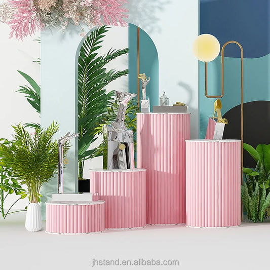 Wedding Decor Colorful Event Column Pedestal Display Table Wedding Flower Stand For Events Marriage Party Round MDF Plinth