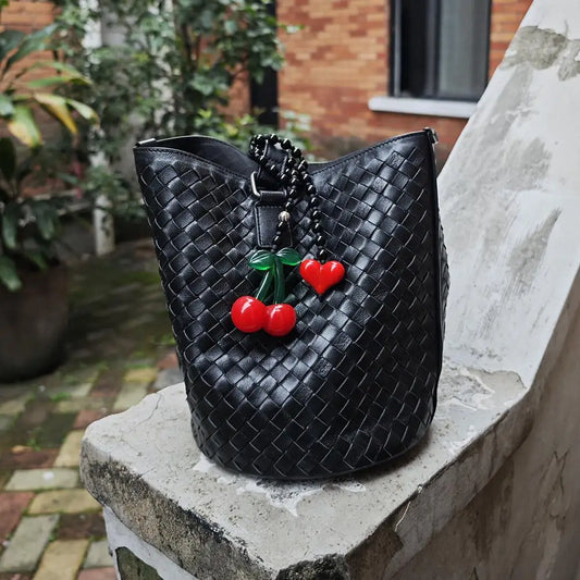 Fashion Cute Cherry Bag Charms For Women Y2K Red Love Bag Pendant Handmade Bead Chain Keychain Luxury Bag Ornaments Jewelry Gift