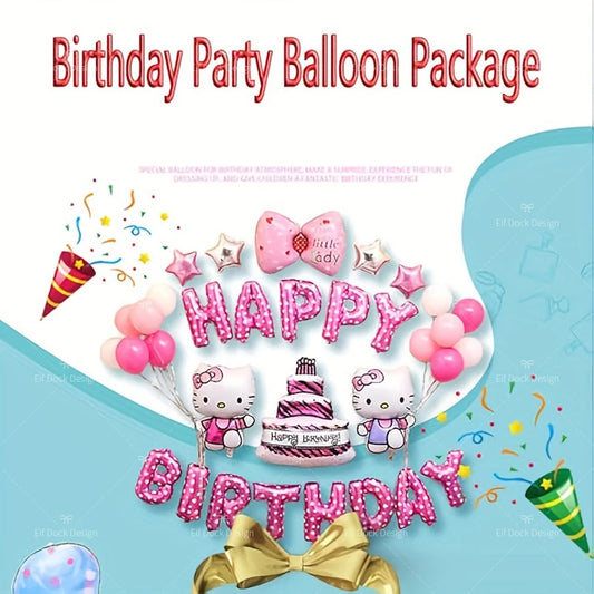Cartoon Party Balloon Decoration Cute Hello Kitty Birthday Kids Theme Scene Layout Hello Kitty Room Decor Kawaii Gift for Girls