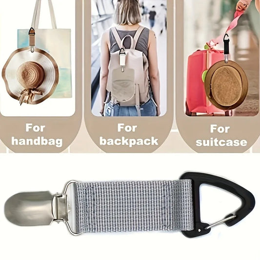 Travel Essential Hat Clip - Conveniently Hangs on Bags, Securely Holds Hats,Portable, Attachable to Bags, Accessories - Hat Clip