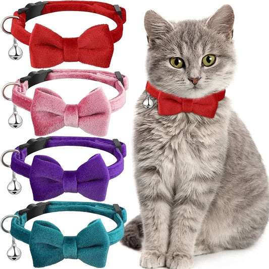 Pet Collars Pet Bow Bell Collars Cute Cat Collars Pets Supplies Multicolor Adjustable Pets Dressing Tool Pet Accessories Cats