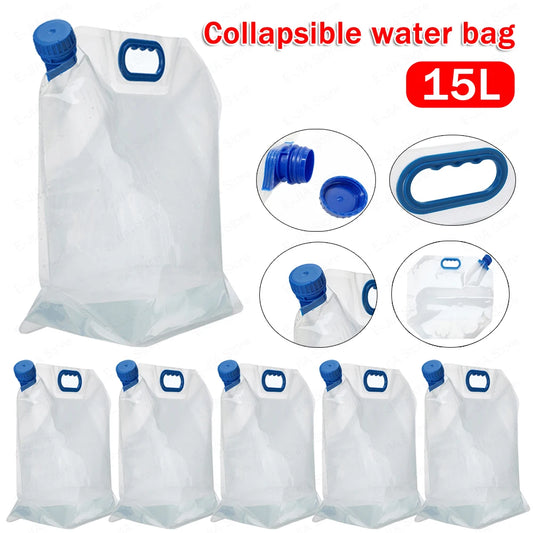 15 L Foldable Water Bottle Portable Reusable Canteen with Handle Drinking Water Bag Eco-Friendly for Biking Hiking Travel