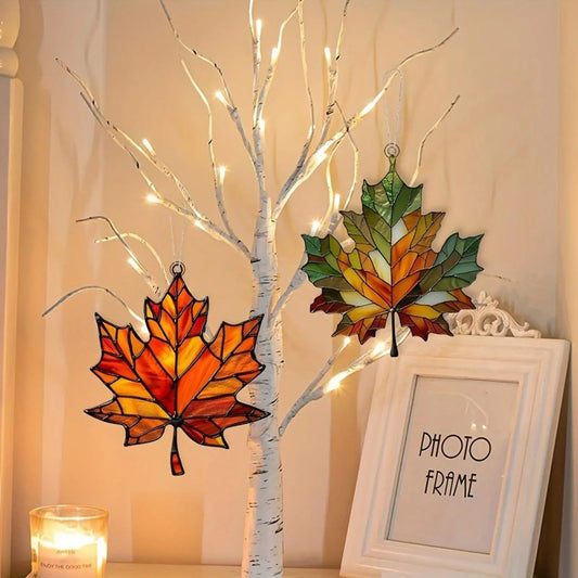 Fall Leaves Pendant Window Decor Acrylic Maple Leaves Holiday Ornaments Home Decor Thanksgiving Fall Decorations Party Supplies Mmall USA