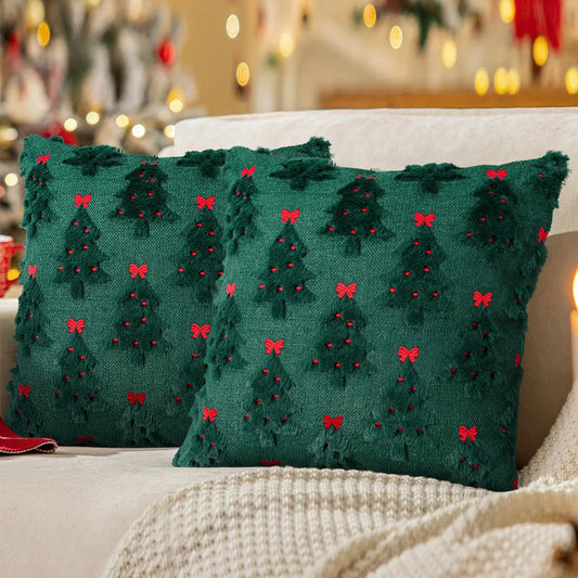 Pillow Cover Christmas Tree Cushion Cover Soft Plush for Bed Sofa Living Room Pillow Cover Winter Christmas Holiday Home Decor