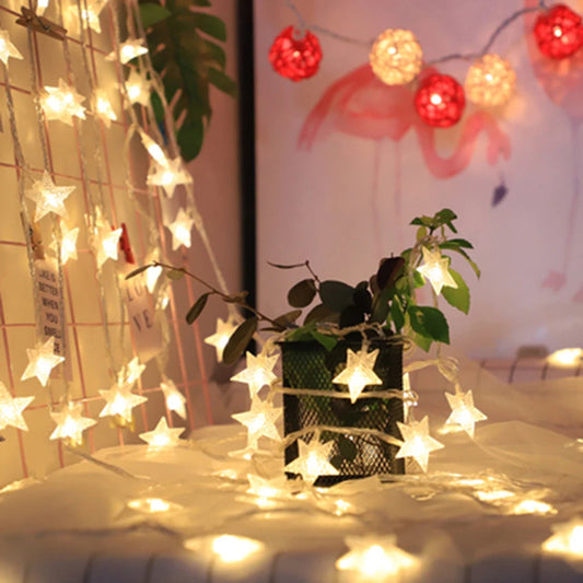 1.5m/3m/6m/10m LED Star String Lights Christmas Garland Battery USB Powered Wedding Party Curtain String Fairy Lamps For Home Mmall USA