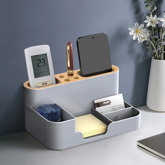 Multifunction Stationery Storage Box Desktop Pen Holder TV Remote Control Organizer Cosmetics Makeup Case Office School Supplies