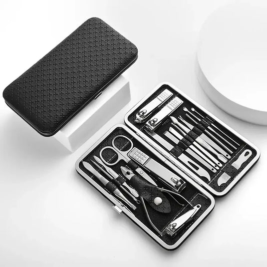 19-Piece Professional Nail Care Kit – Home Manicure & Pedicure Set with Clipper, Nail Knife, Eagle Beak Pliers & Trimming Tools
