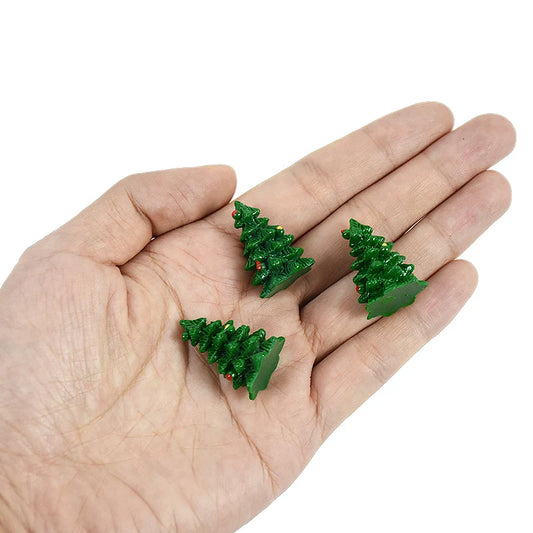 5/10pcs Mini Christmas Tree Couple Figurine Resin Xmas Trees Ornament Miniature Landscape Decor Christmas Decoration For Home