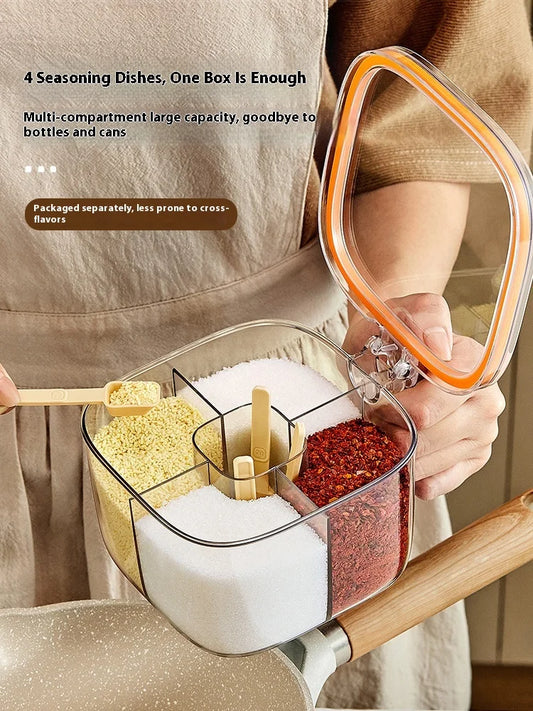 Seasoning box household kitchen seasoning can combination set integrated multi-grid salt monosodium glutamate pepper storage