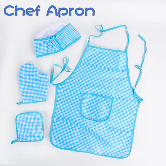 Play The Role Of A Family Dress Up In The Kitchen Cook Set Baked Checkered Apron Toy