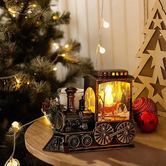 LED Night Lights Vintage Portable Train Night Lamp Battery Powered Outdoor Hanging Lanterns Christmas Festive Party Decoration