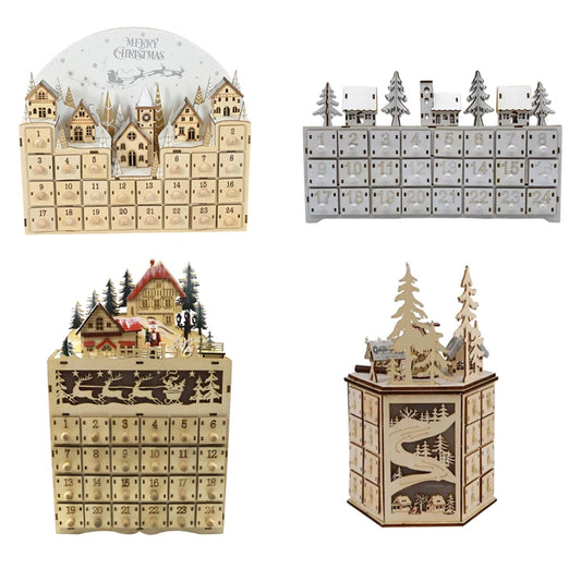 Holiday Countdown Calendar with 24 Drawers Desktop Decoration Christmas Gift