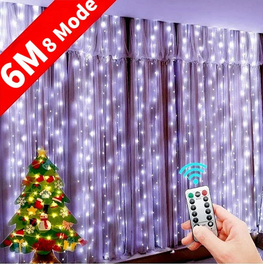 LED String Lights Christmas Decoration Remote Control USB Wedding Garland Curtain 3M Lamp Holiday For Bedroom Bulb Outdoor Fairy Mmall USA