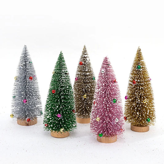 1pc 10cm/20cm Mini Christmas Tree Wooden Home Table Top Decor for Christmas Party New Year Home Supplies