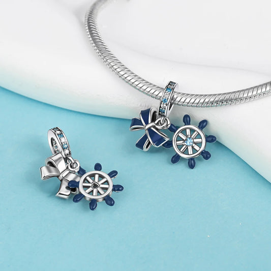 925 Sterling Silver Charmins Animal Blue Ocean Series Beaded Pendant Bracelet Necklace Women's Luxury DIY Jewelry Exquisite Gift