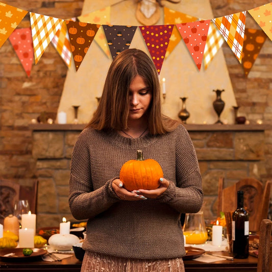 Thanksgiving Decorations Fall Decorations Banner Fall Pumpkin Pennant Autumn Bunting Garlands for Thanksgiving Day Fall Autumn Mmall USA